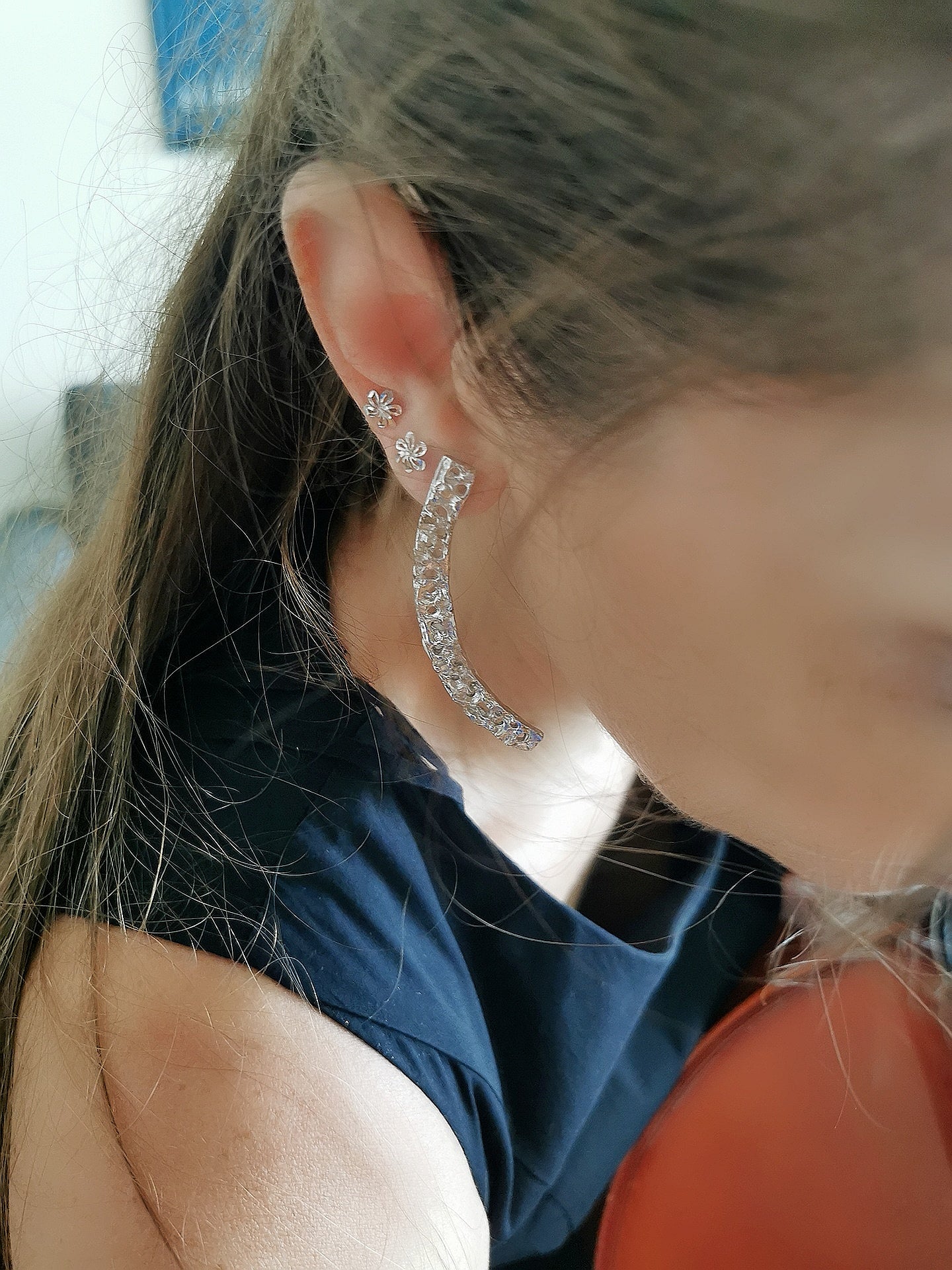 Boucles d'oreilles pendantes "Mezzaluna", "Collection Barocco"