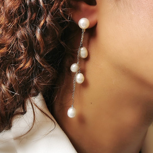 Orecchini con perle pendenti lunghi "Collezione Under the Water"