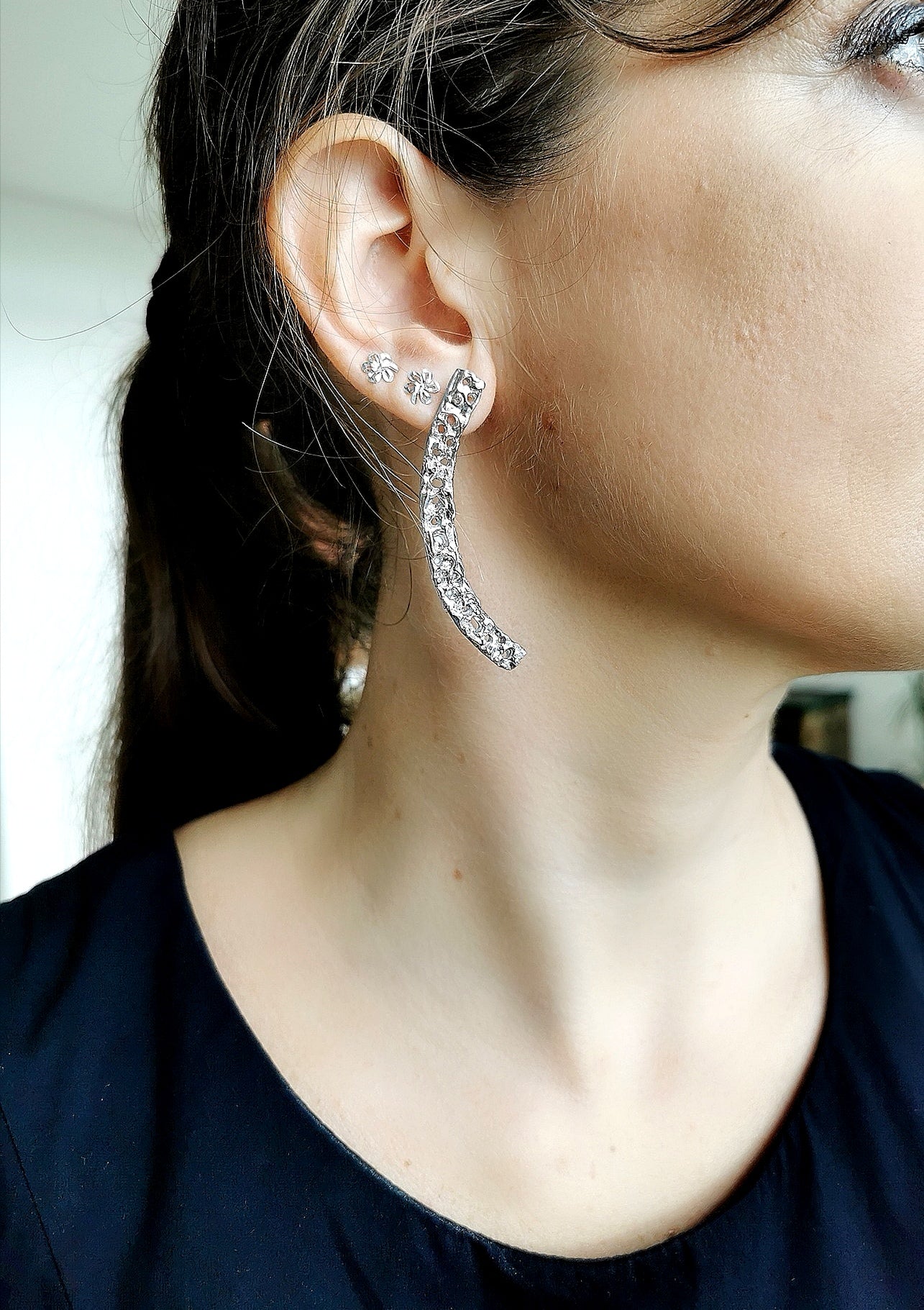 Boucles d'oreilles pendantes "Mezzaluna", "Collection Barocco"