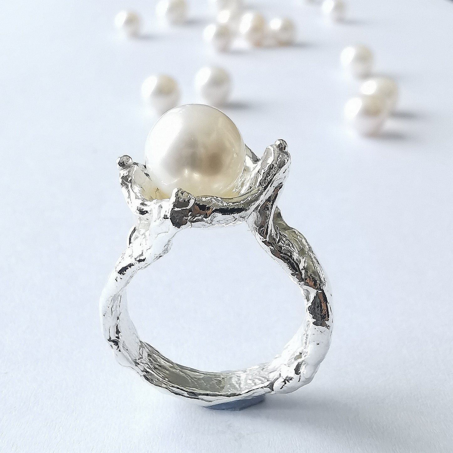 Nature ring with pearl, "Under the Water"
