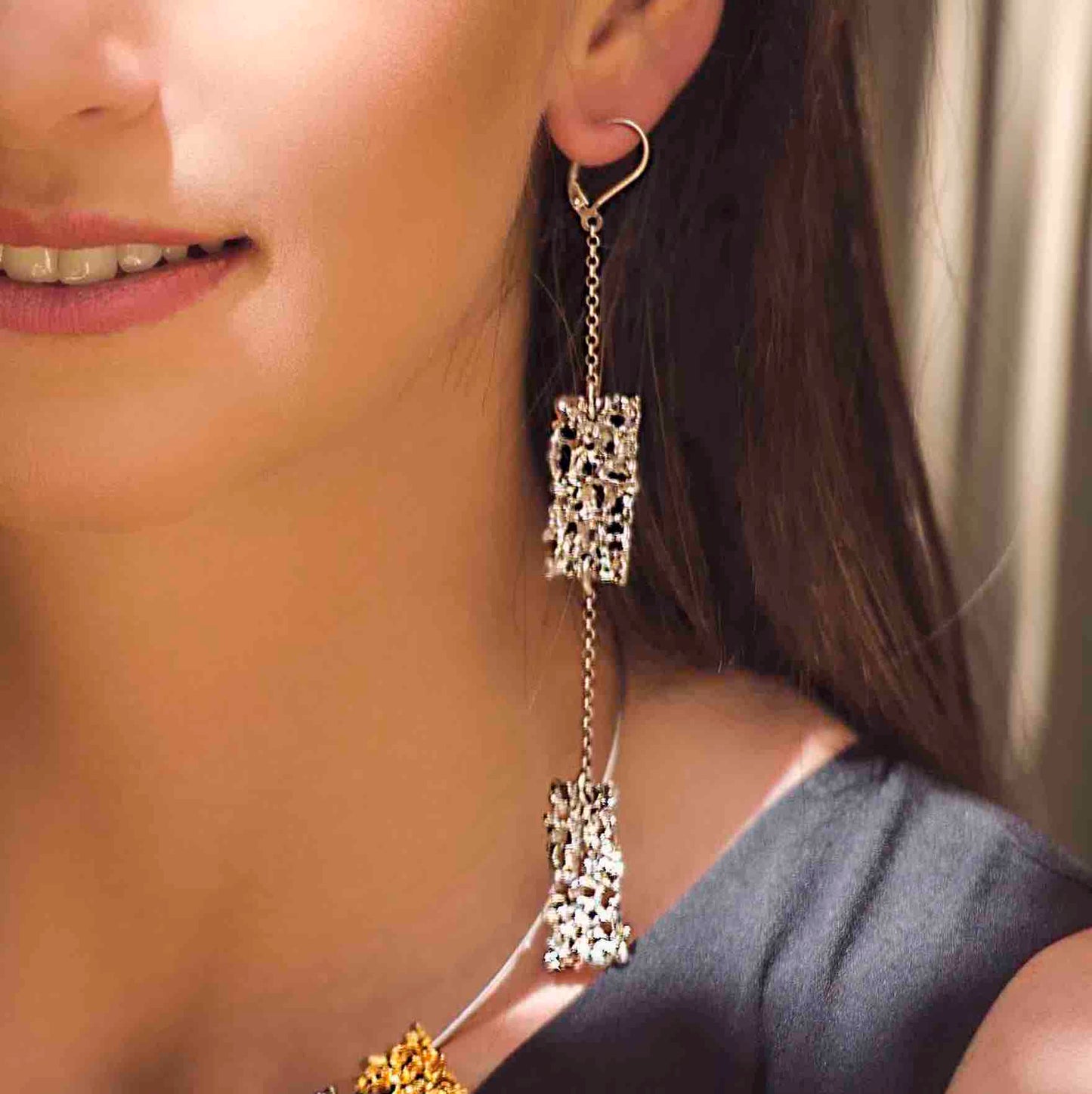 Boucles d'oreilles très longues, "Collection Barocco"