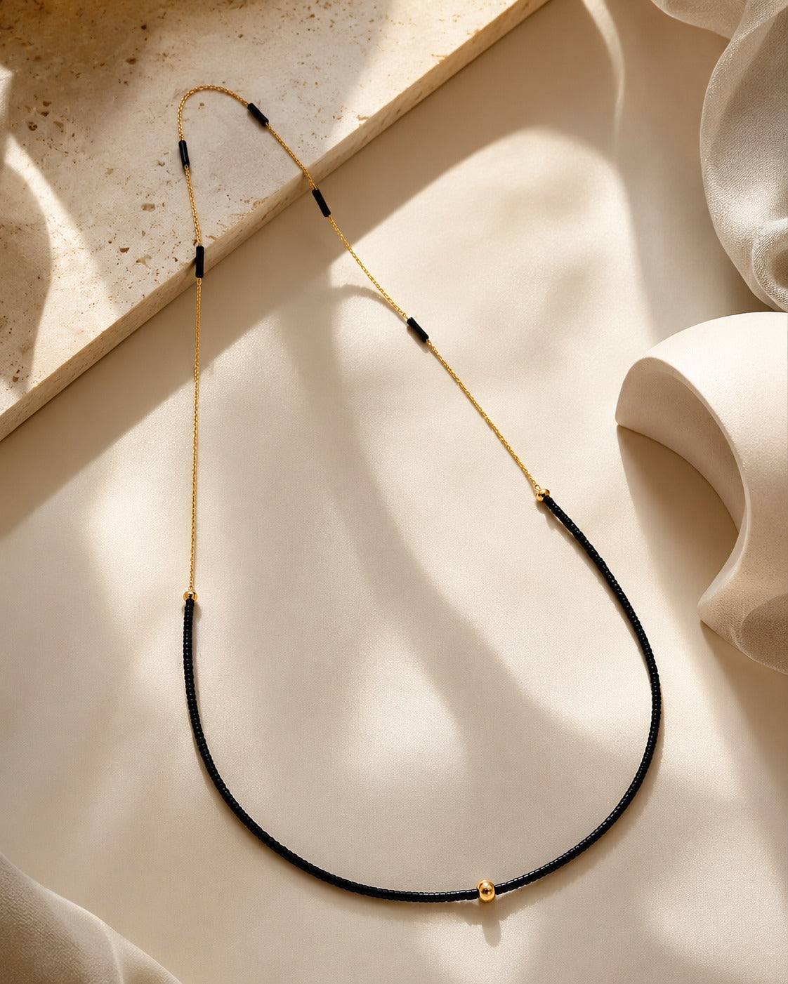 Collana Giada nera e Argento dorato