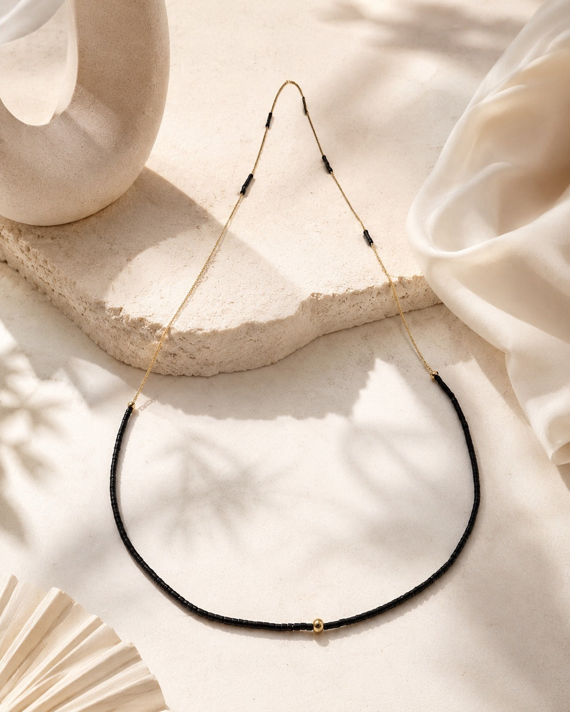 Collana Giada nera e Argento dorato