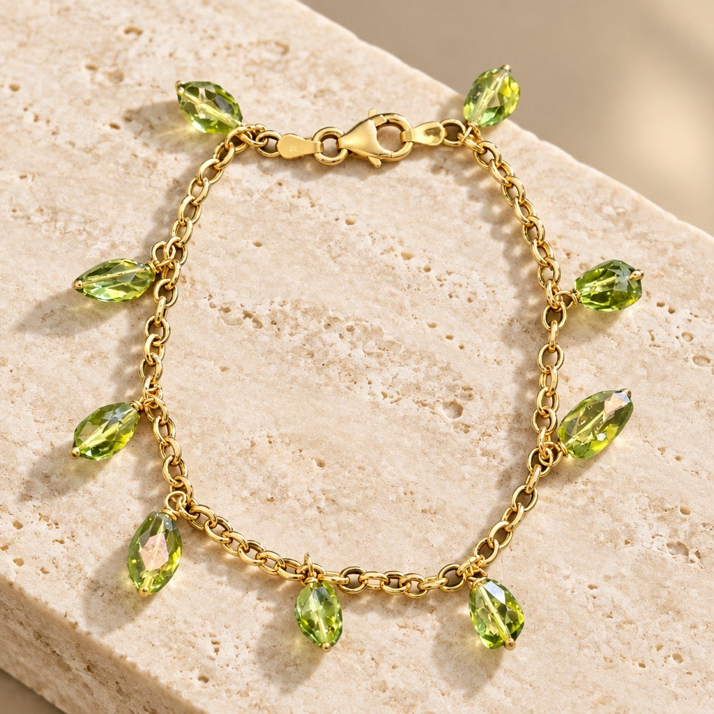 Bracciale con gocce di olivine