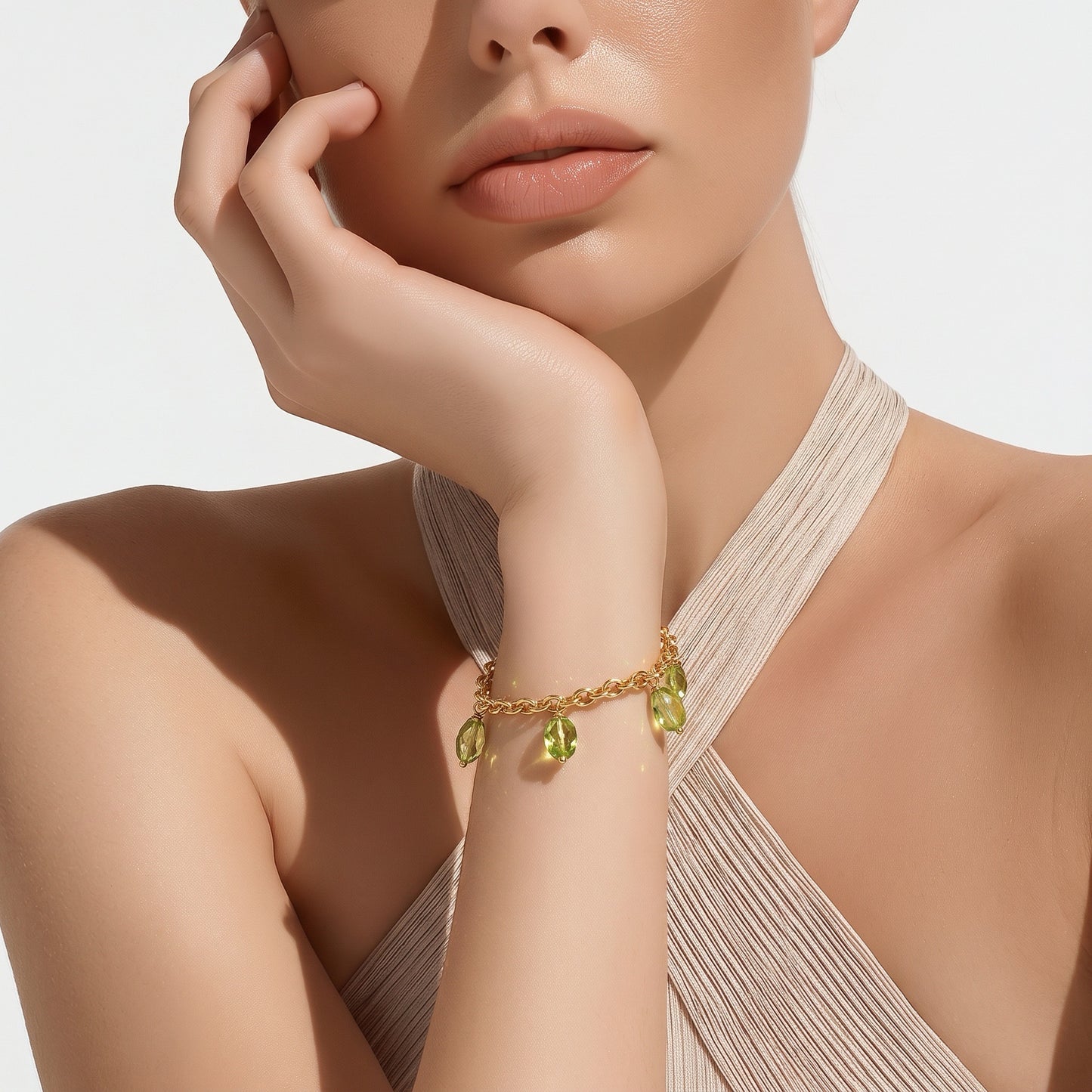 Bracciale con gocce di olivine