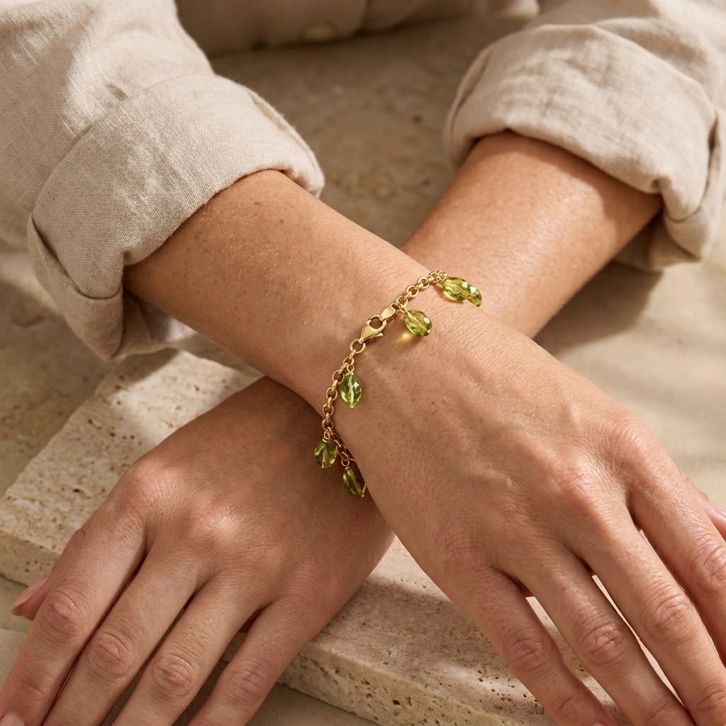 Bracciale con gocce di olivine