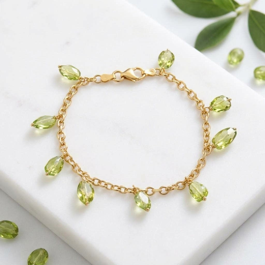 Bracciale con gocce di olivine