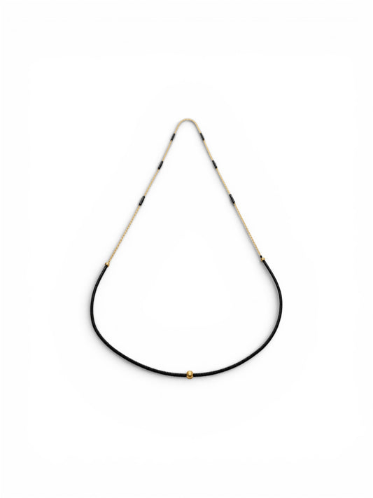 Collana Giada nera e Argento dorato