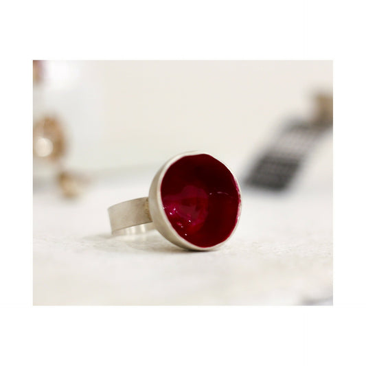 Anello "Crateri" grande rosso